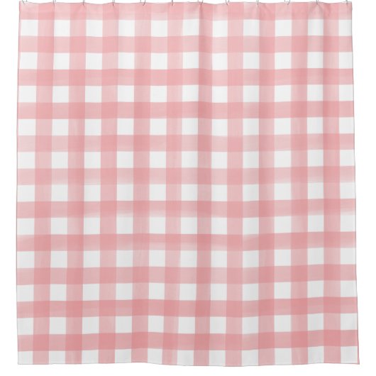 Klassisches Rosa und Weiß Gingham Kariert Gemuster Duschvorhang (Vorderseite)