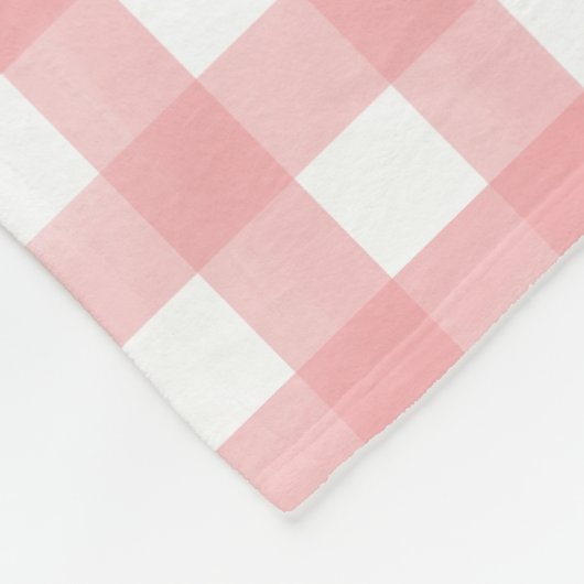 Klassisches Rosa und Weiß Gingham Kariert Gemuster Fleecedecke (Ecke)