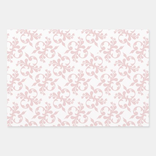 Klassisches Rosa Weiß Rokoko Muster Weihnachten Geschenkpapier Set (Vorderseite 3)