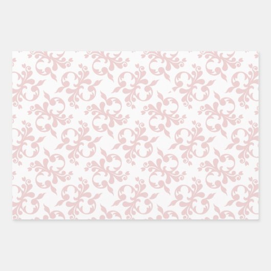 Klassisches Rosa Weiß Rokoko Muster Weihnachten Geschenkpapier Set (Vorderseite 2)