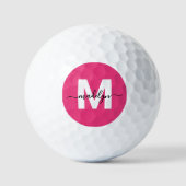 Klassisches rosafarbenes initiales Namensmonogramm Golfball (Vorderseite)