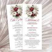 Klassisches Rosé-Burgunder-Blumen-Hochzeitsprogram Programm