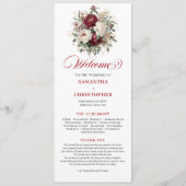 Klassisches Rosé-Burgunder-Blumen-Hochzeitsprogram Programm (Vorderseite)