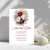 Klassisches Rosé-Burgunder-Blumen-Save-the-Date