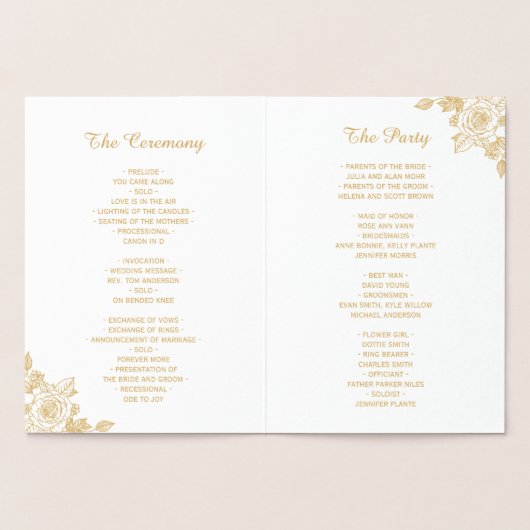 Klassisches Rose Floral Real Gold Foil Hochzeitspr Folienkarte (Innenseite)