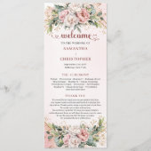 Klassisches Roségold-Blumen-Hochzeitsprogramm Programm (Vorderseite)