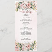 Klassisches Roségold-Blumen-Hochzeitsprogramm Programm (Rückseite)