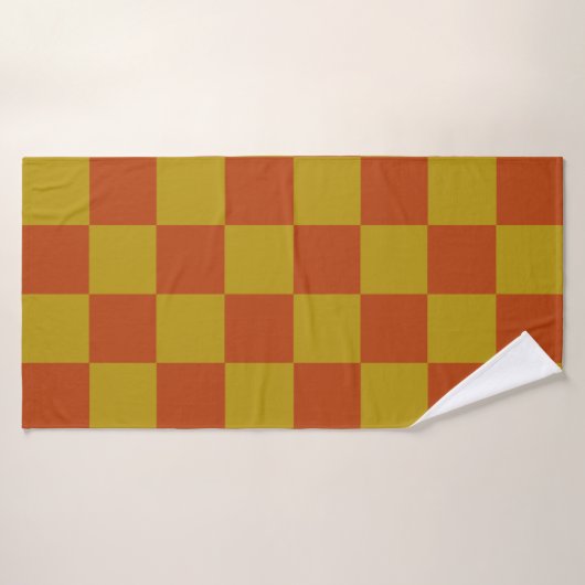 Klassisches Rost- und Gold-Checkerboard-Muster Badehandtuch (Badehandtuch)