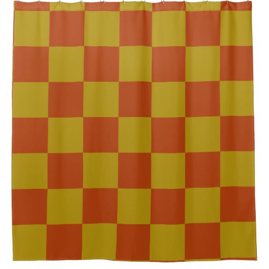 Klassisches Rost- und Gold-Checkerboard-Muster Duschvorhang (Vorderseite)