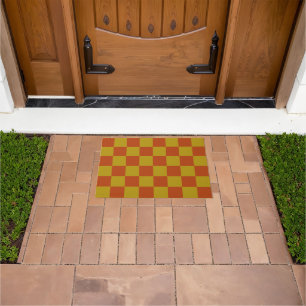 Klassisches Rost- und Gold-Checkerboard-Muster Fußmatte
