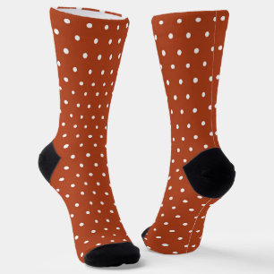 Klassisches Rostorange und Weiß mit Punkten Socken