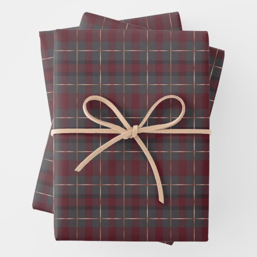 Klassisches Rot-Grau-Karo-Tartan Geschenkpapier Set (Beispiel)