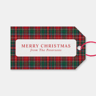 Klassisches Rot-Grün-Karo-Weihnachten Geschenkanhänger