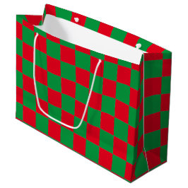 Klassisches Rot-Grün-Muster Große Geschenktüte