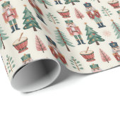 Klassisches Rot-Grün-Weihnachtsnussknacker-Muster Geschenkpapier (Rolleneckpunkt)