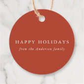 Klassisches Rot Holiday Handmade Backgeschenk Geschenkanhänger (Rückseite)