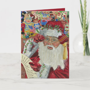 Klassisches Rot im Inneren, Santa überprüft die Li Feiertagskarte