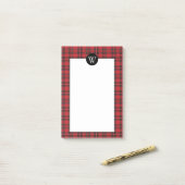 Klassisches Rot Kariert mit Monogramm Postit Notes Post-it Klebezettel (Auf Schreibtisch)