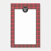 Klassisches Rot Kariert mit Monogramm Postit Notes Post-it Klebezettel (Vorderseite)