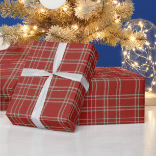 Klassisches Rot Kariert mit Silver Accents Weihnac Geschenkpapier