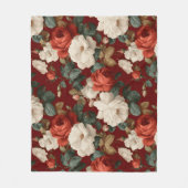 Klassisches Rot-Rosen-Weiß-Blumenmuster Fleecedecke (Vorderseite)