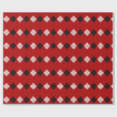Klassisches Rot-Schwarz-Argyle-Muster Geschenkpapier (Flach)