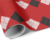 Klassisches Rot-Schwarz-Argyle-Muster Geschenkpapier (Rolleneckpunkt)