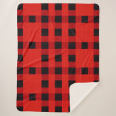 Klassisches Rot-Schwarz-Büffel-Karo Sherpadecke (Vorderseite)