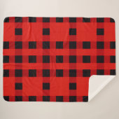 Klassisches Rot-Schwarz-Büffel-Karo Sherpadecke (Vorderseite (Horizontal))