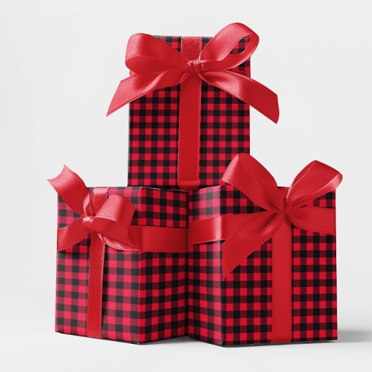 Klassisches Rot und Schwarzes Buffalo Kariert Geschenkpapier