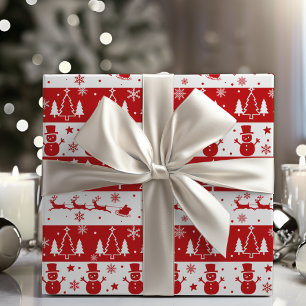 Klassisches Rot und Weiß Traditionelle Weihnachten Geschenkpapier