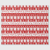 Klassisches Rot und Weiß Traditionelle Weihnachten Geschenkpapier (Flach)