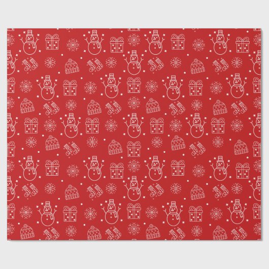 Klassisches Rot und Weiß Weihnachten Geschenkpapier (Flach)