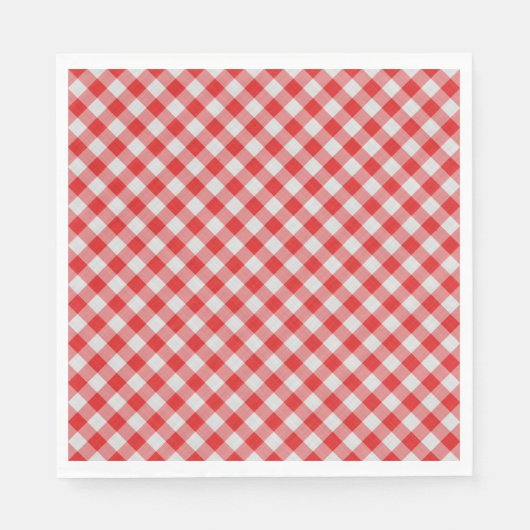 Klassisches Rot und Weißes Gingham Papier Napkins Serviette (Vorderseite)