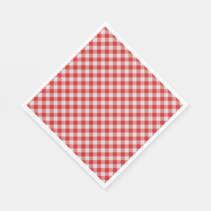 Klassisches Rot und Weißes Gingham Papier Napkins Serviette