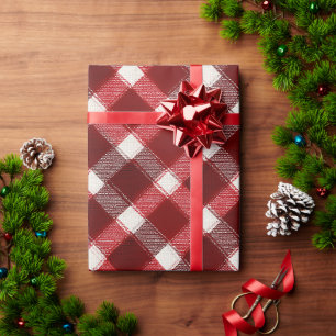 Klassisches Rot-Weiß-Bauernhaus-Baumwoll-Karo-Must Geschenkpapier