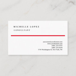 Klassisches Rot-Weiß-Elegant Schlicht Beruflich Visitenkarte