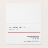 Klassisches Rot-Weiß-Elegant Schlicht Beruflich Visitenkarten (Außenseite Aufgefaltet)