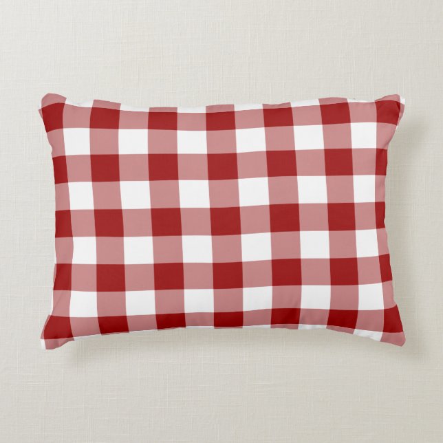 Klassisches Rot-Weiß-Gingham-Muster Dekokissen (Vorderseite)