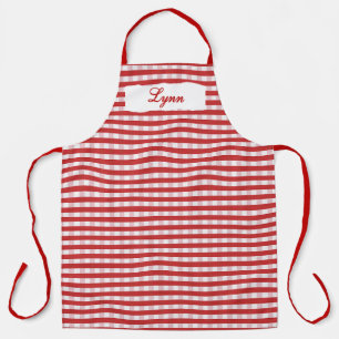 Klassisches Rot-Weiß-Gingham Personalisierter Na Schürze