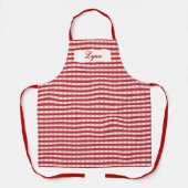Klassisches Rot-Weiß-Gingham | Personalisierter Na Schürze (Vorderseite)