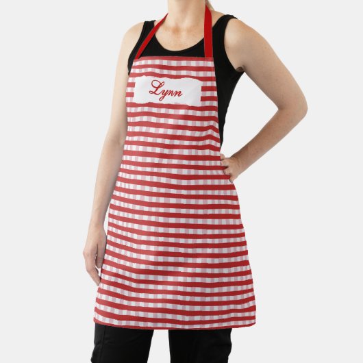 Klassisches Rot-Weiß-Gingham | Personalisierter Na Schürze (InSitu)