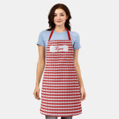 Klassisches Rot-Weiß-Gingham | Personalisierter Na Schürze (Getragen)