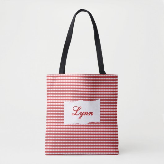 Klassisches Rot-Weiß Gingham | Personalisierter Na Tasche (Vorderseite)