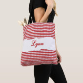 Klassisches Rot-Weiß-Gingham | Personalisierter Na Tasche (Von Nahem)