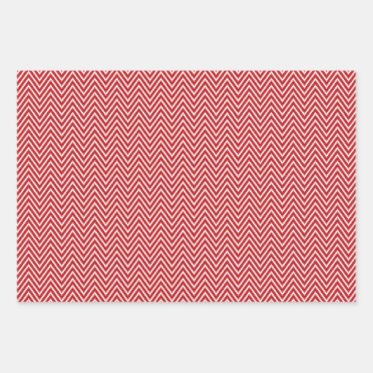 Klassisches Rot-Weiß-Hahnentrittmuster-Muster Geschenkpapier Set (Vorderseite 3)