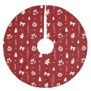 Klassisches Rot-Weiß- Ingwerbrot-Weihnachten Polyester Weihnachtsbaumdecke