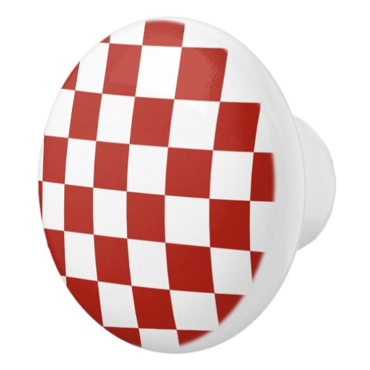 Klassisches Rot-Weiß-Schachbrett Keramikknauf (Rechts)