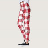 Klassisches rot-weißes Gingham-Karo-Muster Leggings (Links)