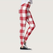 Klassisches rot-weißes Gingham-Karo-Muster Leggings (Rechts)